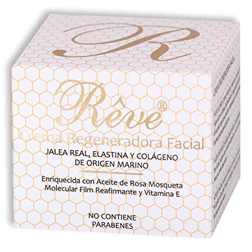 REVE Crema Regeneradora Jalea Real con Elastina y Colágeno Marino - Hombre y Mujer, Día y Noche - Cosmética natural sin parabenes - Para todo tipo de pieles - 55 ml REVE Crema Regeneradora Jalea Real con Elastina y Colágeno Marino - Hombre y Mujer, Día y Noche - Cosmética natural sin parabenes - Para todo tipo de pieles - 55 ml