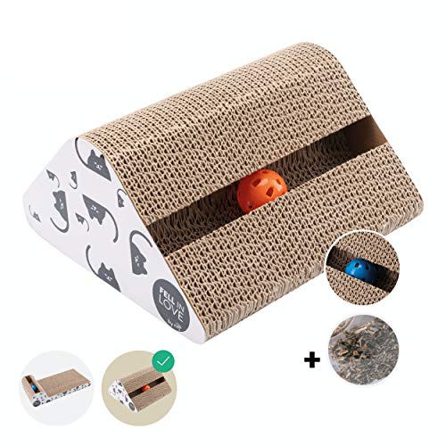 riijk Rascador para Gatos con Hierba Gatera - Juguete para Gatos con Bola de Campana - Antideslizante riijk Rascador para Gatos con Hierba Gatera - Juguete para Gatos con Bola de Campana - Antideslizante
