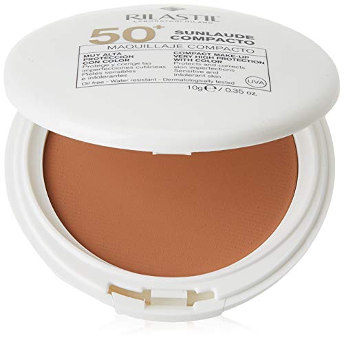 Rilastil Sunlaude - Maquillaje Compacto con Protección Solar SPF 50+, Tono Medium - 10 g