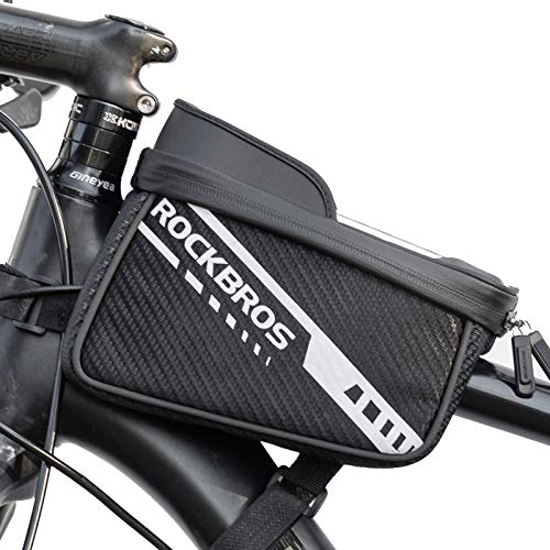 ROCKBROS Bolsa Manillar Cuadro de Bicicleta Doble Alforja Pantalla Táctil para MTB Carretera Compatible con Teléfono Móvil de 7,5 Pulgadas