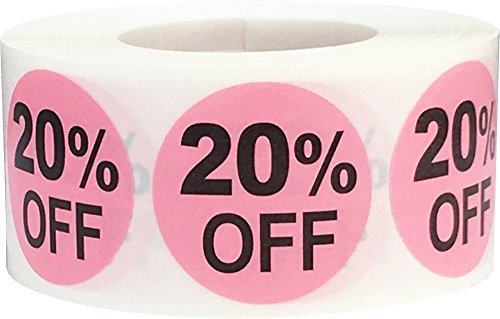 Rosas 20% de Descuento en la Venta de Pegatinas, 25 mm 1 Pulgadas Etiquetas de Venta al por Menor 500 Paquete Rosas 20% de Descuento en la Venta de Pegatinas, 25 mm 1 Pulgadas Etiquetas de Venta al por Menor 500 Paquete