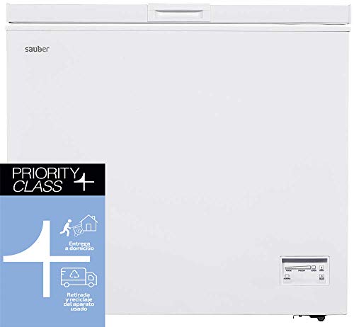Sauber - Congelador Horizontal SERIE 5-200H - Eficiencia energética: A+ - Ancho: 90,5 cm - 200 litros - Color Blanco