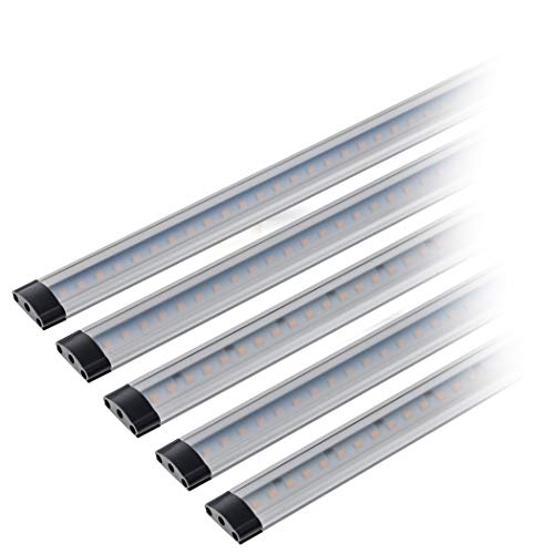 SEBSON® LED bajo mueble regulable, tira de iluminación 30cm, Conjunto de 5, Blanco cálido, 3.5W, 250lm