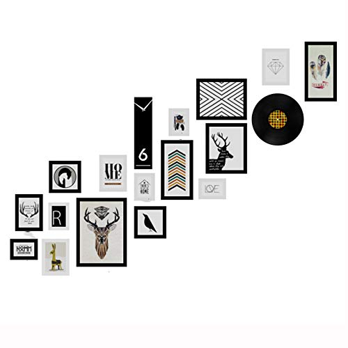 Set de 16 Marcos de Murales Decorativos Pared,Fives 11.6x15.5cm, Cuatro 15.7x20.8cm, Dos 23x28cm, Uno 27.6x37.6cm, Dos 18x33.2cm, Dos 18x18cm,Negro Madera Maciza Marcos de Fotos Vintage Pared para Co Set de 16 Marcos de Murales Decorativos Pared,Fives 11.6x15.5cm, Cuatro 15.7x20.8cm, Dos 23x28cm, Uno 27.6x37.6cm, Dos 18x33.2cm, Dos 18x18cm,Negro Madera Maciza Marcos de Fotos Vintage Pared para Co