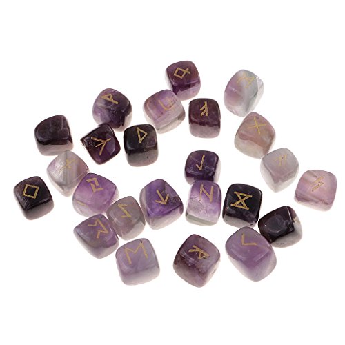 Set de 25 Unidades Piedras de Runas Mano Tallada de Cristal Preciosas Piedras Bruja Rúnica Wicca Decoración de Hogar Bueno Regalo - Púrpura Set de 25 Unidades Piedras de Runas Mano Tallada de Cristal Preciosas Piedras Bruja Rúnica Wicca Decoración de Hogar Bueno Regalo - Púrpura