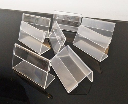 Set de 30 piezas Forma de L acrílico transparente etiqueta de precio tarjeta etiqueta soporte, mini expositor de señal, encimera soporte 7 x 4 cm