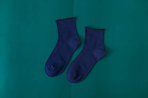 SevenShop 3 Pares de algodón Confort Transpirable en el Tubo Calcetines rizados Sueltos Mujeres Embarazadas Calcetines - Azul Marino