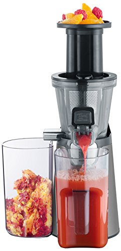 SEVIR ES 3571 Exprimidor a baja velocidad incluye accesorio para fruta helada, 150 W, color gris metalizado, negro, acero inoxidable SEVIR ES 3571 Exprimidor a baja velocidad incluye accesorio para fruta helada, 150 W, color gris metalizado, negro, acero inoxidable