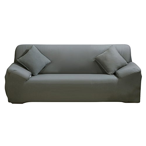 SHANNA - Funda elástica para sillones y sofás de 1, 2, 3 o 4 plazas, cubierta antideslizante en tejido elástico extensible, protector, tela, Gris, 3-Seater Chair + 1pcs Free Pillowcase