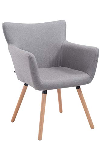 Silla De Salón Antwerpen Tapizada En Tela I Butaca con Reposabrazos & Base De Madera I Silla De Comedor Estilo Escandinavo I Color:, Color:Gris, Color del Marco:Natura