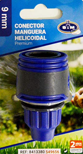 S&M Conector automático Manguera helicoidal 9 mm Premium, Negro y Azul Cobalto