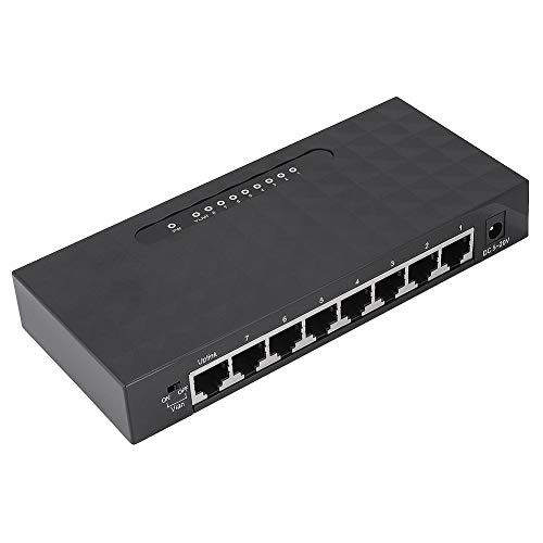 Socobeta Conmutador de Red 8 Puertos 10/100/1000Mbps Gigabit Ethernet Switch con Interfaz RJ45(Enchufe de la UE)