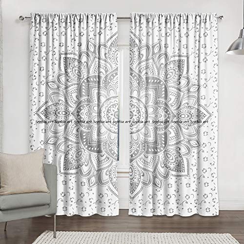 Sophia Art - Juego de cortinas de estilo indio con diseño de mandala, para decoración del, cortinas bohemias, separador de habitación, cortinas para colgar en la pared, cortinas de estilo indio Sophia Art - Juego de cortinas de estilo indio con diseño de mandala, para decoración del, cortinas bohemias, separador de habitación, cortinas para colgar en la pared, cortinas de estilo indio