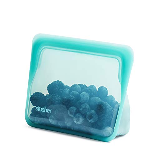 Stasher STSUC02 100% silicona de grado alimenticio reutilizable de almacenamiento, Aqua (Stand-Up Mini) | Bolsa de almuerzo sin plástico | Cocina, tienda, Sous Vide, o congelar | a prueba de fugas