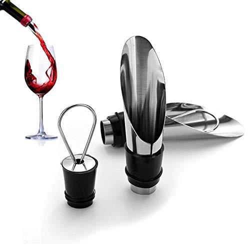 Stockpiler - Escanciador de vino con vertedor antigoteo - Decantador oxigenador de vino - (Pack de 2) Regalo vino