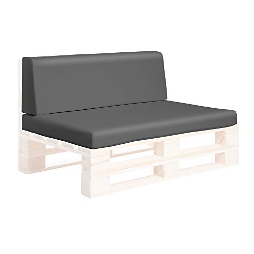 SUENOSZZZ-ESPECIALISTAS DEL DESCANSO Conjunto Asiento y Respaldo para Sofas de palets, Cojines Chill out Rellenos con Espuma y enfundados en Polipiel Color Ceniza