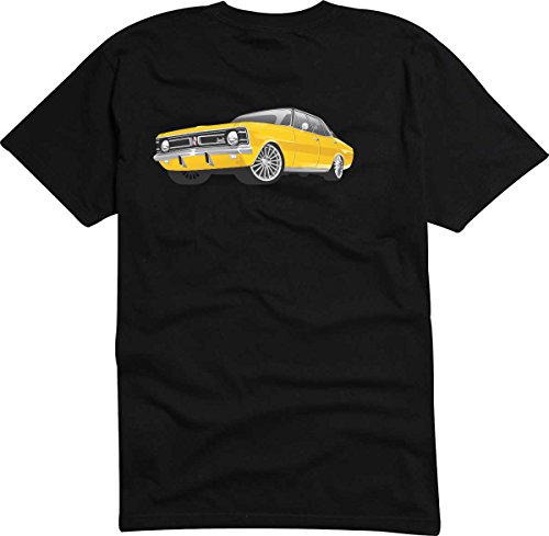T-Shirt - Camiseta D1021 Hombre blanco con la impresión en color M - Viejo contador de tiempo / USA / Musclecar / amarillo