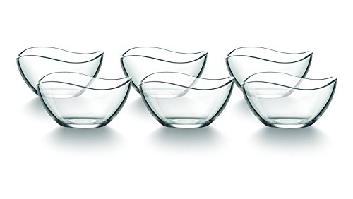 Tamirei-Design Juego de 6 cuencos de postre, cuencos pequeños de cristal, cuencos para helado con borde curvado, para servir o como decoración con vela de té.