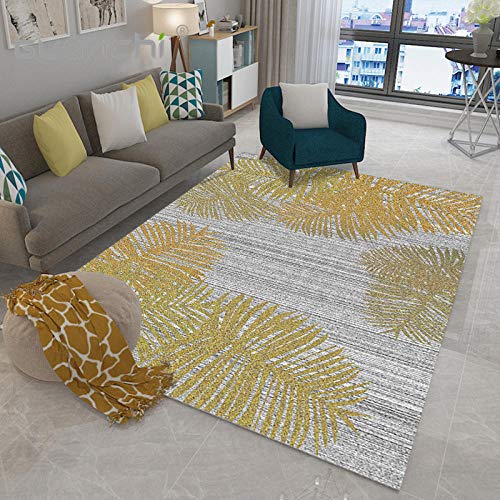 TANGYUAN alfombras SalonAntideslizantes decoración - Alfombra de Dormitorio Hojas Doradas diseño Creativo Exquisito antiestático-Los 50 x 80 m