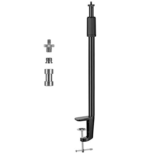 TARION Soporte de luz de Escritorio con Tornillos de 1/4"3/8" para Anillo de luz Montaje en Mesa Soporte de Clip en Forma de L Ajustable 14-25 pulg