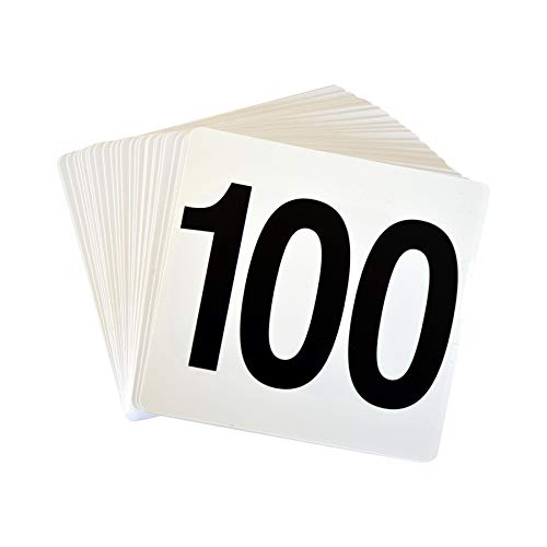 Tarjetas con números de mesa del 1 al 100 - De doble cara - Plástico