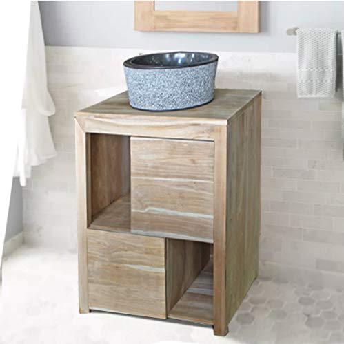 Tayasia Conjunto Mueble de baño Madera de teka y Lavabo de marmol