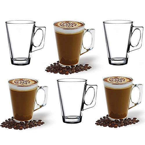 Tazas de café con leche de copa grande-385ml (13 oz)-caja de regalo de 6 copas Latte-compatible con máquina Tassimo (6 Pack)