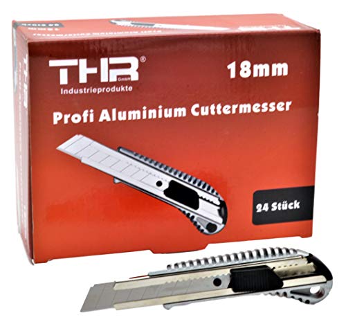 THR Juego de 24 cúteres profesionales de alumiino, para cuchillas de corte de 18 mm