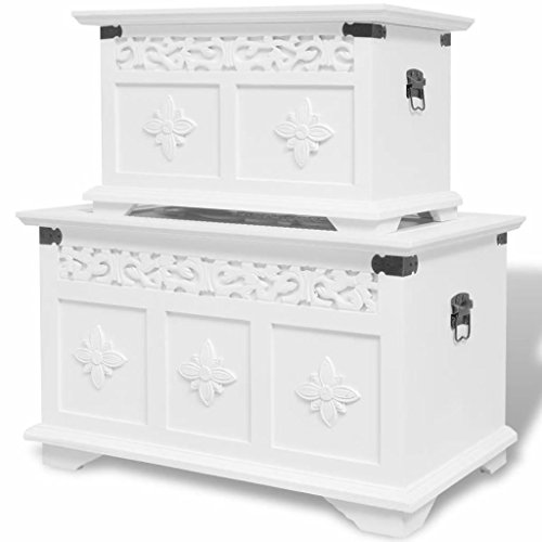 tidyard 2xBaúl de Almacenamiento,Cofre Baúl,Cofre del Tesoro,Caja de Madera,Caja Pirata,Mesa Auxiliar,con Elaborados Detalles Tallados a Mano,MDF y Madera de Pino Blanco tidyard 2xBaúl de Almacenamiento,Cofre Baúl,Cofre del Tesoro,Caja de Madera,Caja Pirata,Mesa Auxiliar,con Elaborados Detalles Tallados a Mano,MDF y Madera de Pino Blanco