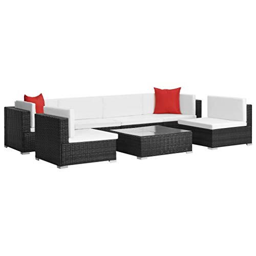 Tidyard Conjunto Muebles de Jardín de Ratán 23 Piezas Sofa Jardin Exterior Sofas Exterior Conjunto Jardin Ratan,Combinable de Diferentes Formas,Cojines Extraíbles,Ratán Sintético Negro