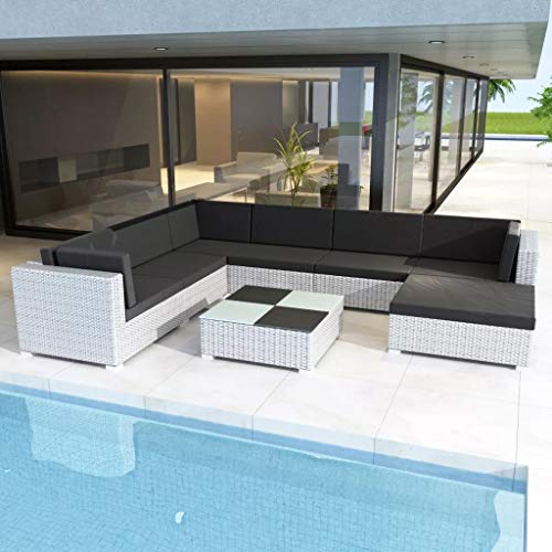 Tidyard Conjunto Muebles de Jardín de Ratán 24 Piezas Sofa Jardin Exterior Sofas Exterior Jardin Ratan Conjunto Jardin para Jardín Terraza Patio en Poli Ratán Blanco