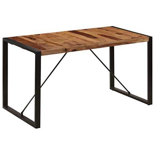 Tidyard Mesa Comedor Mesa Comedor Madera Mesa de Comedor de Madera Maciza de Sheesham y Acero 140 x 70 x 75 cm Marrón y Negro Tidyard Mesa Comedor Mesa Comedor Madera Mesa de Comedor de Madera Maciza de Sheesham y Acero 140 x 70 x 75 cm Marrón y Negro