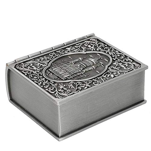TMISHION Caja de Almacenamiento de Joyas - Libro de Talla de Metal Vintage Caja de Regalo de Treasure Chest Decoración para el hogar Caja de baratijas Caja de exhibición de Joyas