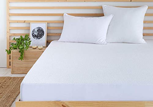 Todocama - Protector de colchón/Cubre colchón Ajustable, de Rizo, Impermeable y Transpirable. (Todas Las Medidas Disponibles). (Cama 180 x 190/200 cm)