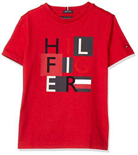Tommy Hilfiger Dg MSW Squares tee S/s Camiseta, Rojo (Primary Red 104/880 XLG), Talla Única (Talla del Fabricante: 80) para Niños