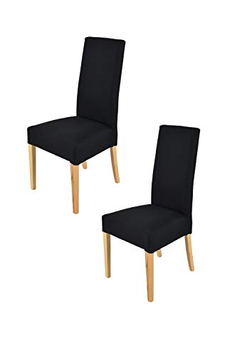 Tommychairs - Set 2 sillas Chiara para Cocina, Comedor, Bar y Restaurante, solida Estructura en Madera de Haya Color Natural y Asiento tapizado en Tejido Color Negro