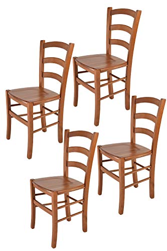 Tommychairs - Set 4 sillas Venice para Cocina y Comedor, Estructura en Madera de Haya Color Cerezo y Asiento en Madera Tommychairs - Set 4 sillas Venice para Cocina y Comedor, Estructura en Madera de Haya Color Cerezo y Asiento en Madera