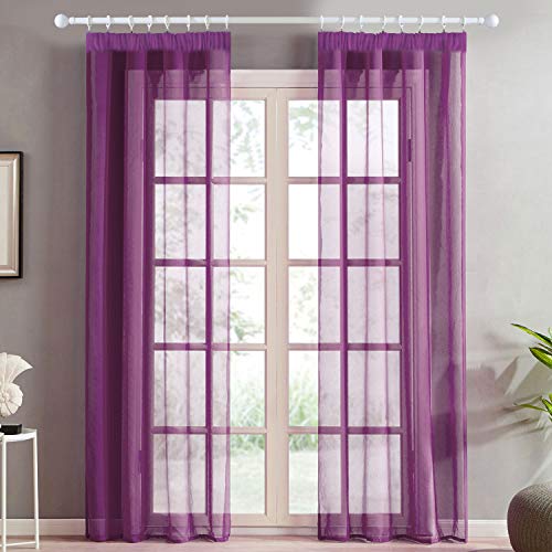 Topfinel Transparente Visillos da Panels Modernas Visillos para Ventanas Cortinas Dormitorio con Plisado de Lápiz 2 Piezas 140x160cm Morado Topfinel Transparente Visillos da Panels Modernas Visillos para Ventanas Cortinas Dormitorio con Plisado de Lápiz 2 Piezas 140x160cm Morado