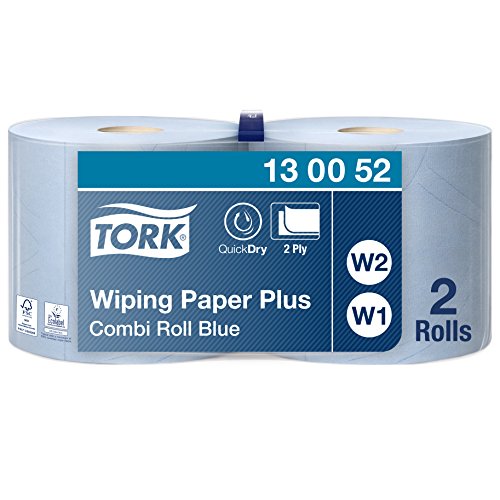 Tork 130052 Papel de secado extra Premium/Paños de limpieza compatibles con el sistema W1 y W2 / 2 x bobinas / 2 capas/Azul Tork 130052 Papel de secado extra Premium/Paños de limpieza compatibles con el sistema W1 y W2 / 2 x bobinas / 2 capas/Azul