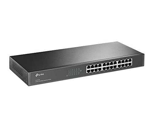 TP-Link TL-SF1024 - Conmutador Fast Ethernet de 24 Puertos (10/100 Mbps, Plug and Play, Metal, Montaje en Rack, sin Ventilador, Vida Limitada)