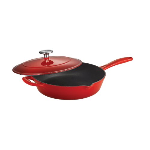 Tramontina Enameled Cast Iron Covered Skillet, 10-Inch, Gradated Red by Tramontina