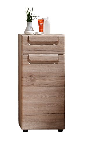 trendteam Armario de baño Cómoda Malea, 37 x 82 x 31 cm en acabado roble claro San Remo con mucho espacio