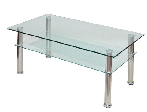 ts-ideen - Mesa auxiliar (cristal y acero inoxidable, 110 x 60 cm, vidrio templado de 10 mm) ts-ideen - Mesa auxiliar (cristal y acero inoxidable, 110 x 60 cm, vidrio templado de 10 mm)