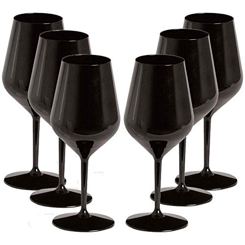 TUNDRA ICE INTERNATIONAL Copa de vino de 6 piezas, 47cl, en Tritan® (plástico rígido, sin Bpa), copas de vino, Italian Design, irrompibles, reutilizables y aptas para lavavajillas, color Negro TUNDRA ICE INTERNATIONAL Copa de vino de 6 piezas, 47cl, en Tritan® (plástico rígido, sin Bpa), copas de vino, Italian Design, irrompibles, reutilizables y aptas para lavavajillas, color Negro