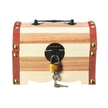 TuToy 3 Tipos Caja De Caja De Almacenamiento De Regalo De Pulsera De Collar De Joyería De Cerradura De Madera Vintage - Natural - M