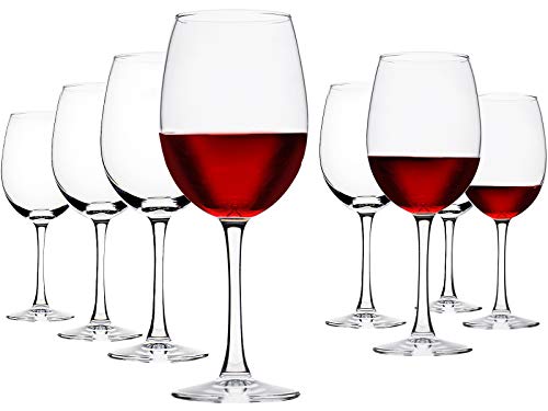UMIZILI Juego de 8 copas de vino de tallo largo de 490 ml, copas de vino rojo y blanco, juego de vajilla para bodas o fiestas