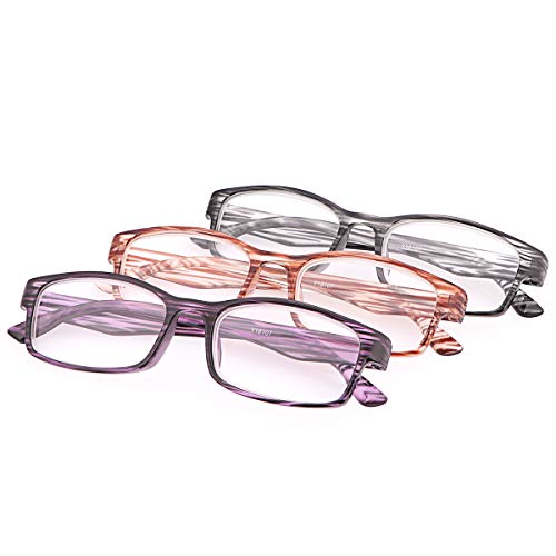 Un Pack de 3 Gafas de Lectura Mujer Hombre Gafas Bloqueo Luz Azul 3 piezas Anti Luz Azul con Protección UV400 Unisex Anteojos Para Lentes de Aumento Leer Ver Cerca Presbicia - Ligeras,Comodas Lectores