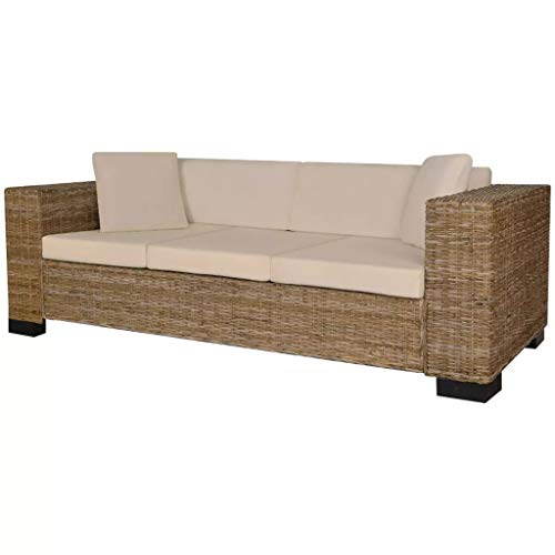 UnfadeMemory Muebles de Jardin Exterior,Sofá de Jardín,con Cojines y Almohadas,Fundas de Cojín Extraíbles,Ratán Natural (3 Plazas-200x80x61cm, Natural) UnfadeMemory Muebles de Jardin Exterior,Sofá de Jardín,con Cojines y Almohadas,Fundas de Cojín Extraíbles,Ratán Natural (3 Plazas-200x80x61cm, Natural)