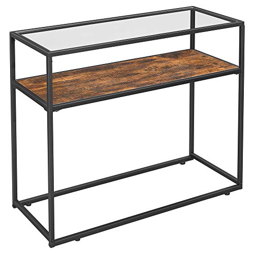 VASAGLE Mesa de Consola, Mesa de Entrada, Tablero de Vidrio Templado, Marco de Acero Resistente, Fácil de Montar, para Entrada, Salón, Estilo Industrial, Marrón Rústico y Negro LNT10BX VASAGLE Mesa de Consola, Mesa de Entrada, Tablero de Vidrio Templado, Marco de Acero Resistente, Fácil de Montar, para Entrada, Salón, Estilo Industrial, Marrón Rústico y Negro LNT10BX
