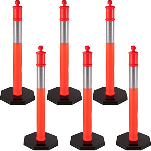 VEVOR Poste de Aparcamiento de PE + Goma, Bolardo de Tráfico con Banda Reflectante Juego de 6, Barrera de Aparcamiento Naranja, 6 kg de Cada Una, Base Goma de 42 x 42 cm, Altura 110 cm, Diámetro 10 cm VEVOR Poste de Aparcamiento de PE + Goma, Bolardo de Tráfico con Banda Reflectante Juego de 6, Barrera de Aparcamiento Naranja, 6 kg de Cada Una, Base Goma de 42 x 42 cm, Altura 110 cm, Diámetro 10 cm